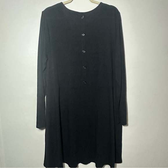 Chico's Black Round Neck Pockets Long Sleeve Dress Size 2 - Picture 7 of 8